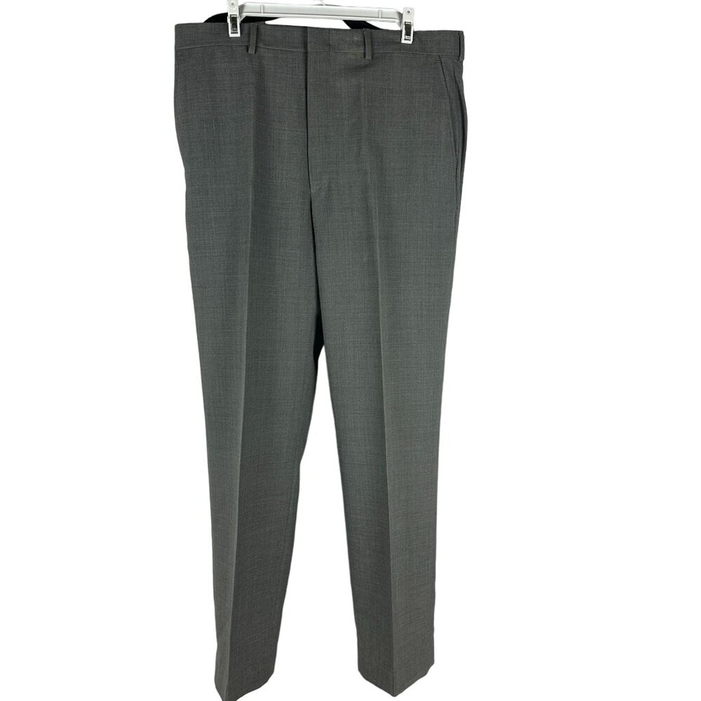Towncraft Mens Gray Worsted Wool & Dacron Polyester Dress Pants 36W 34L